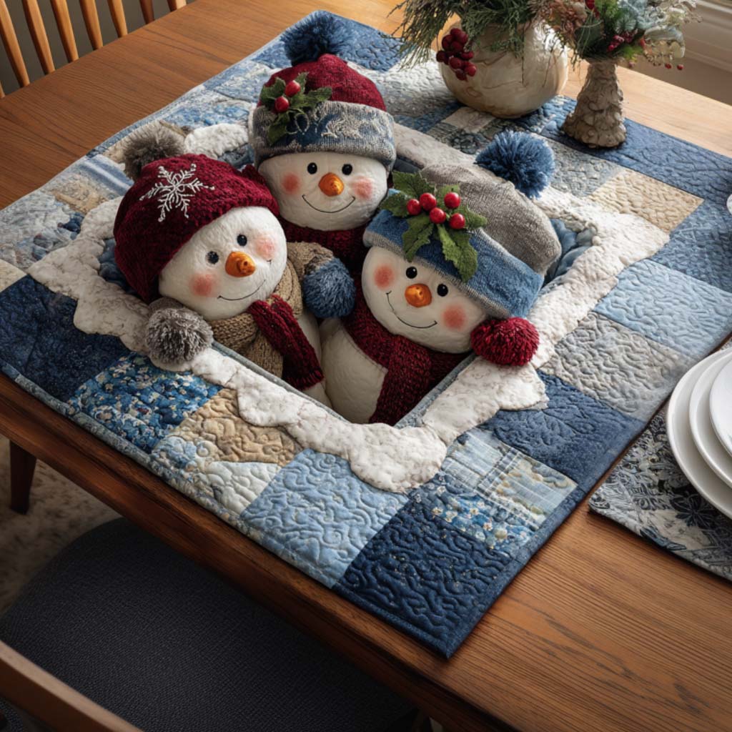 Snow Trio Quilted Table Topper NCU0NNT1737