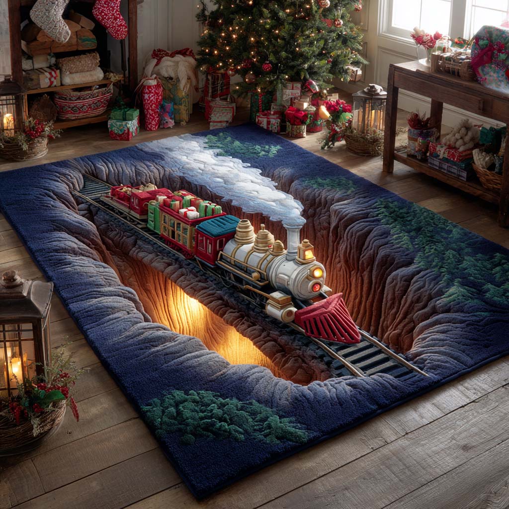 Snowbound Railway Glow Area Rug NCU0NXD843