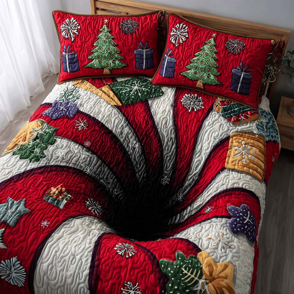 Snowfall Symphony 3-Piece Quilted Bedding Set NCU0PTT1560