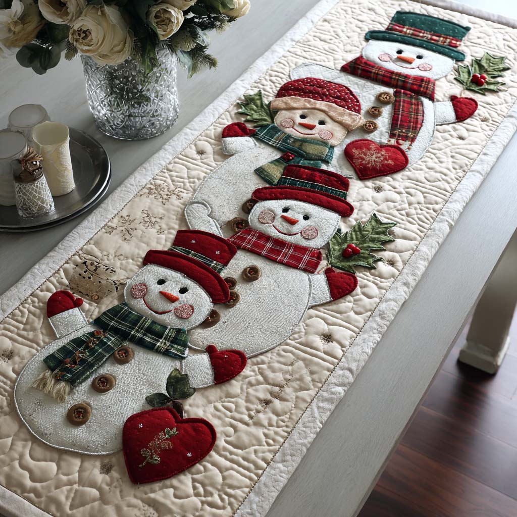 Snowman Chain Quilted Table Runner NCU0NNT1789