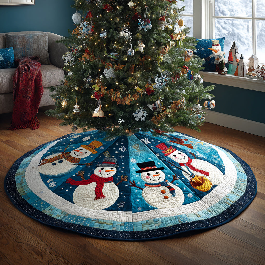 Snowman Cheer Christmas Quilted Tree Skirt NCU0DV1404