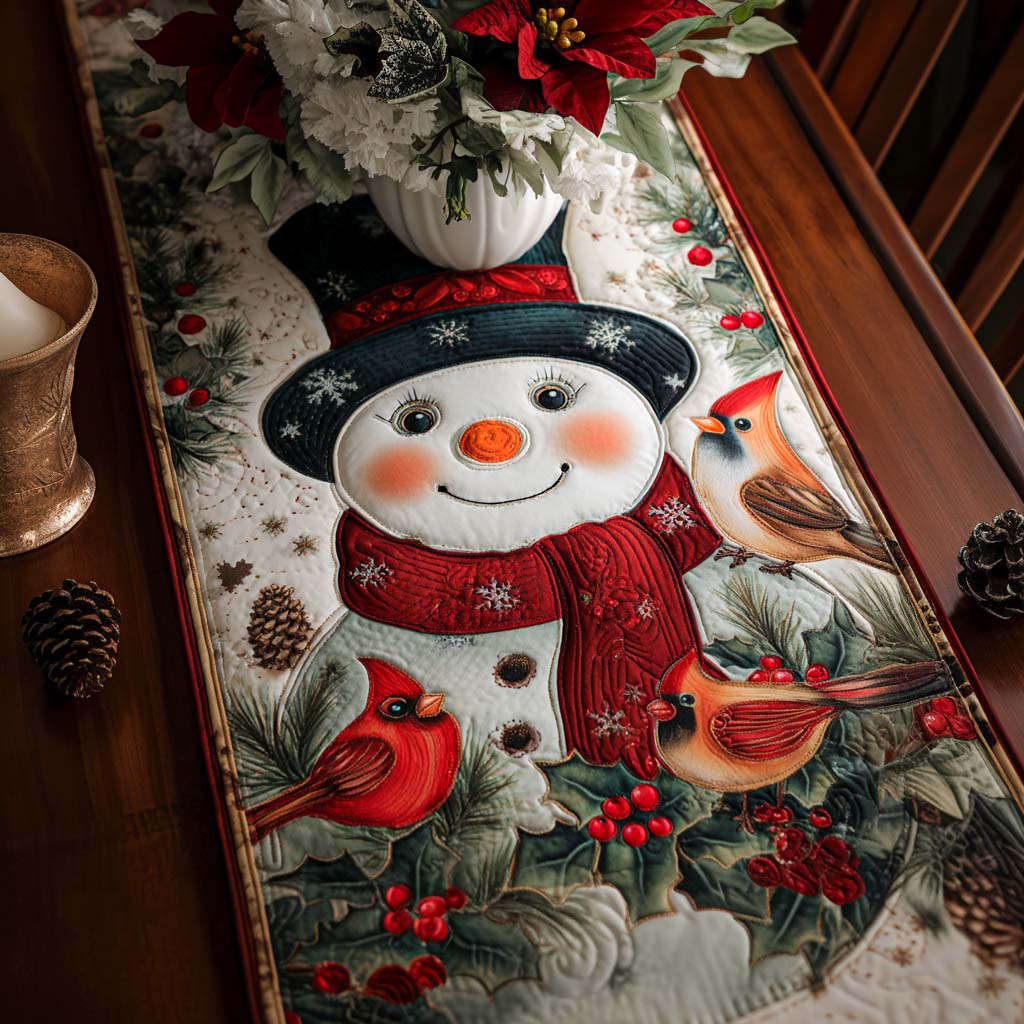 Snowman Cheer Quilted Table Runner NCU0NNT1769