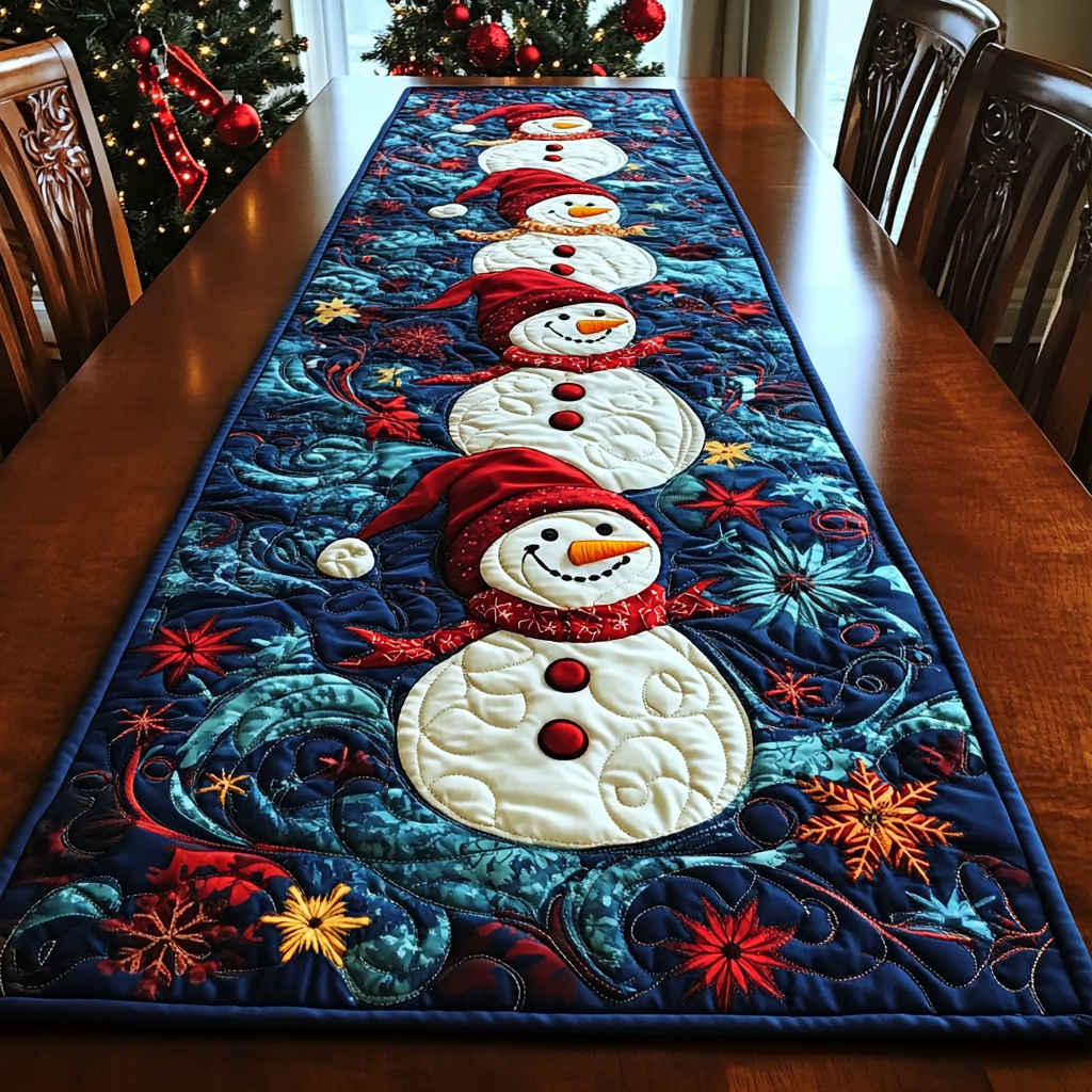 Snowman Joy Quilted Table Runner NCU0DDK1429