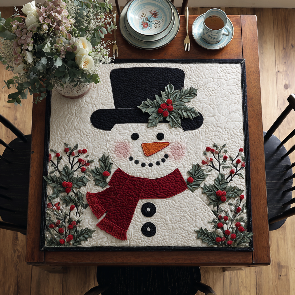 Snowman Magic Quilted Table Topper NCU0DDK1248