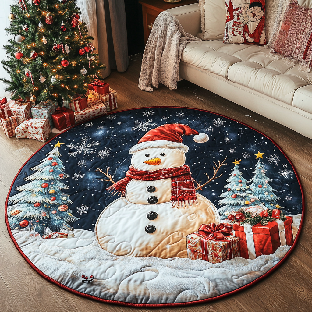 Snowman Winter Glow Quilted Round Mat NCU0PD844