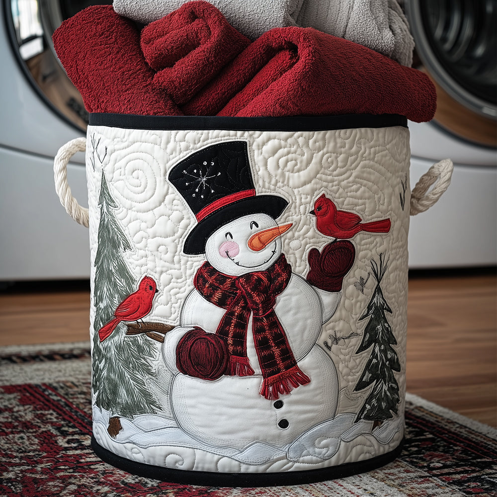 Snowy Cardinal Joy Quilted Laundry Basket NCU0TH3168