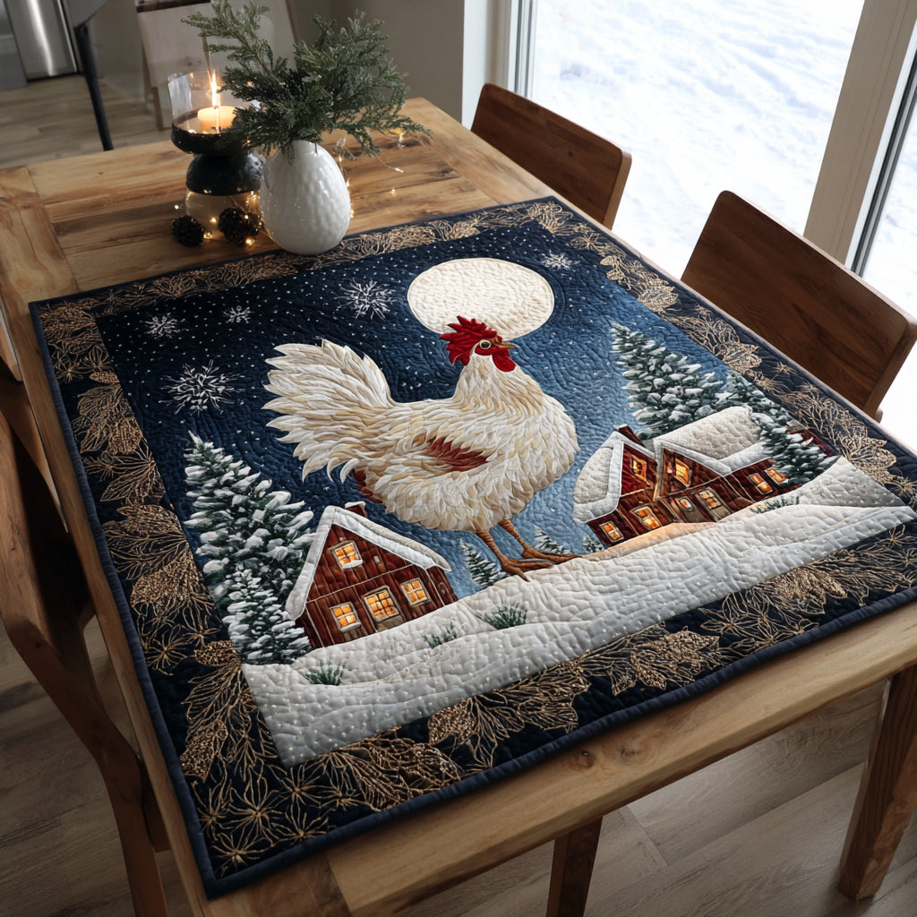 Snowy Chicken Quilted Table Topper NCU0HNH156