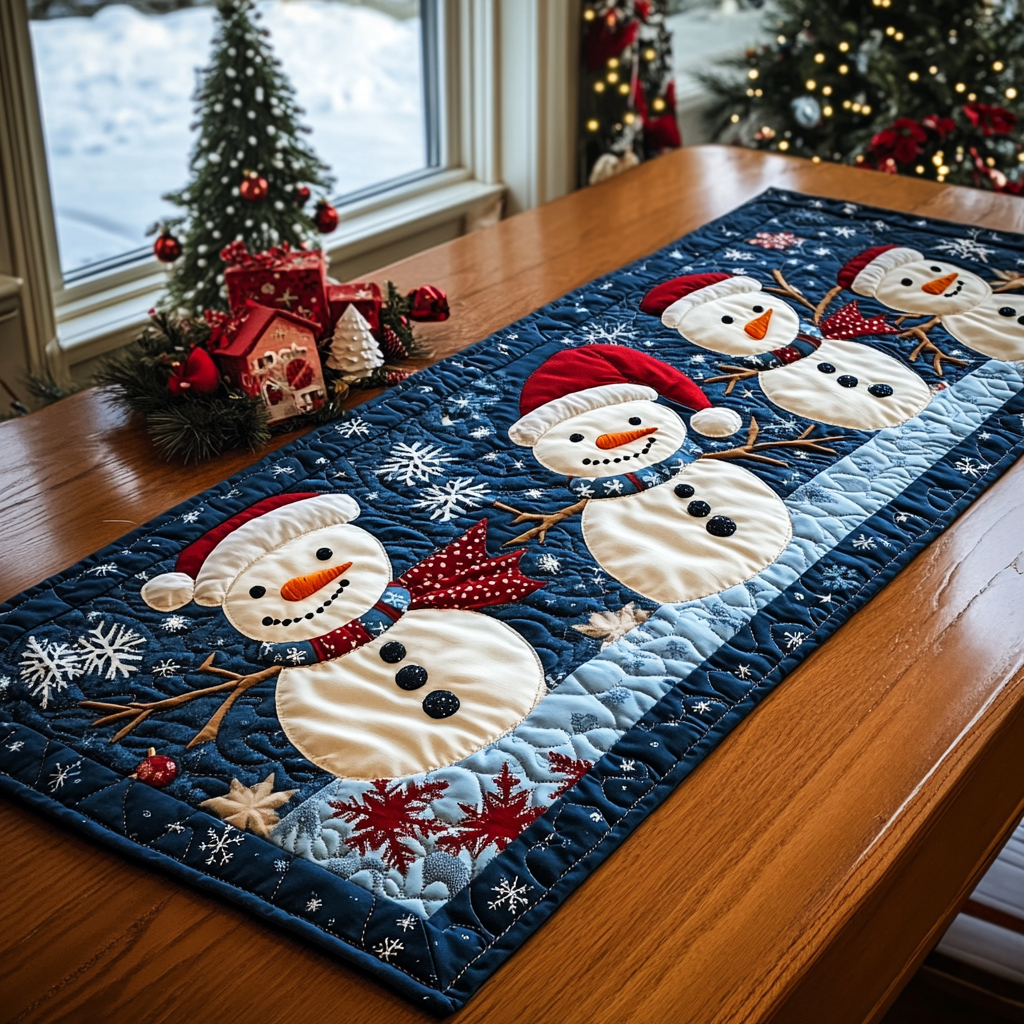 Snowy Evening Quilted Table Runner NCU0DDK1339
