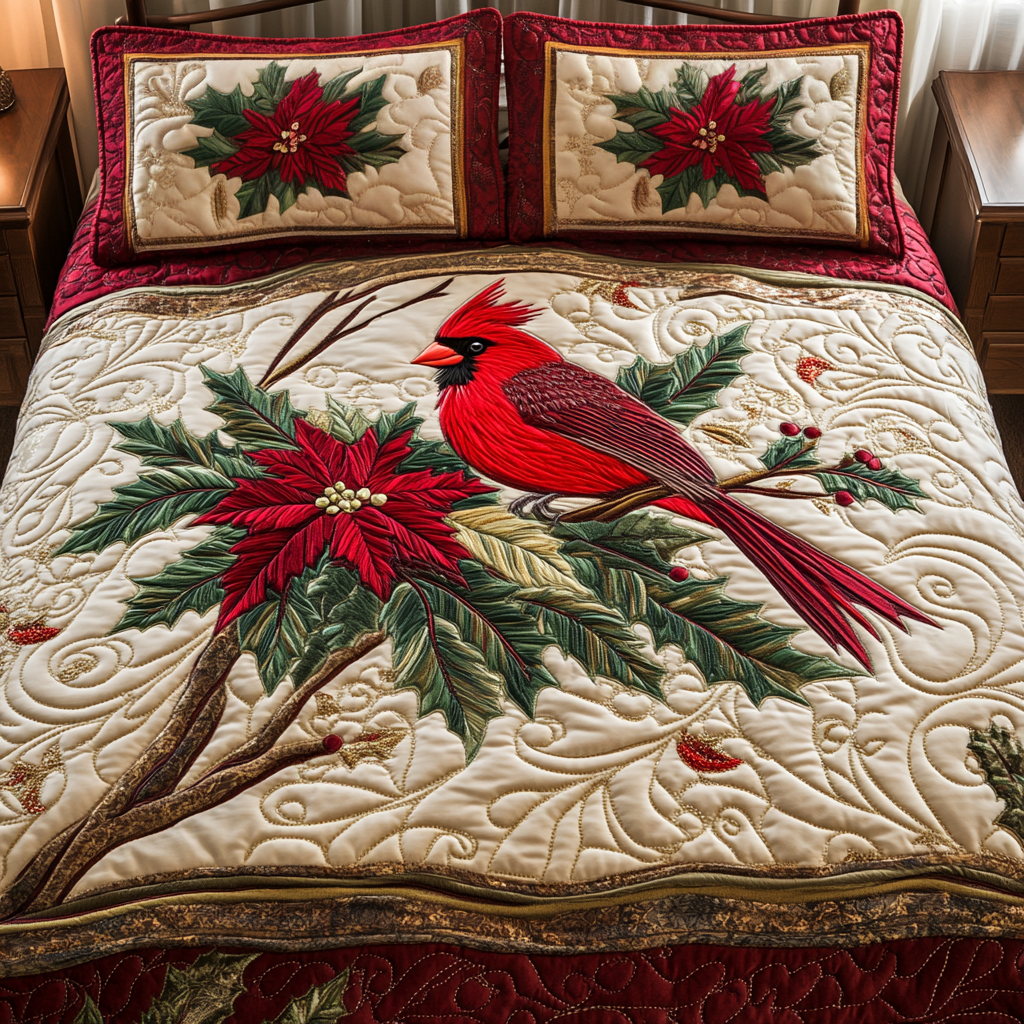 Snowy Perch 3-Piece Quilted Bedding Set NCU0VH762