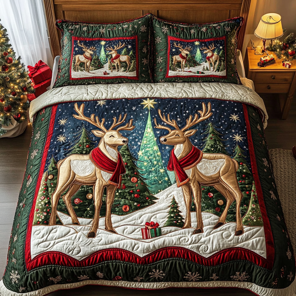 Snowy Sleigh Ride 3-Piece Quilted Bedding Set NCU0DK2483