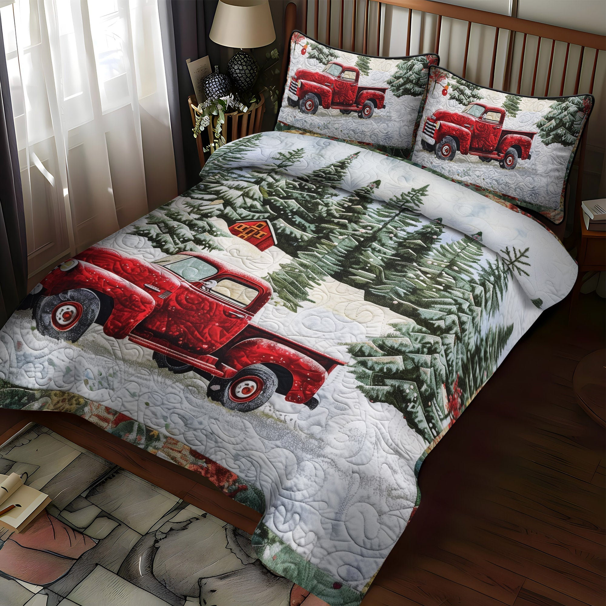 Snowy Sleigh Ride Quilted Bedding Set NCU0DV1632