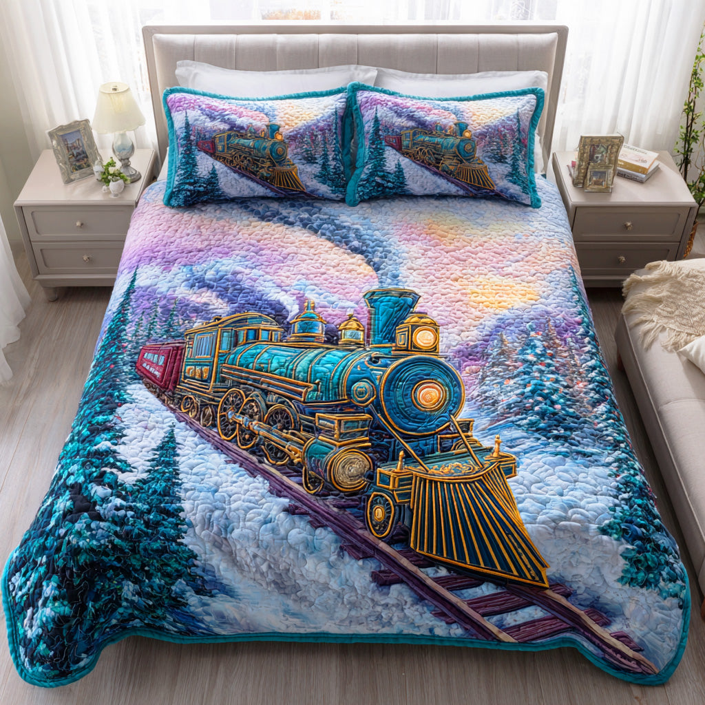 Snowy Steam Ride 3-Piece Quilted Bedding Set NCU0NTD637
