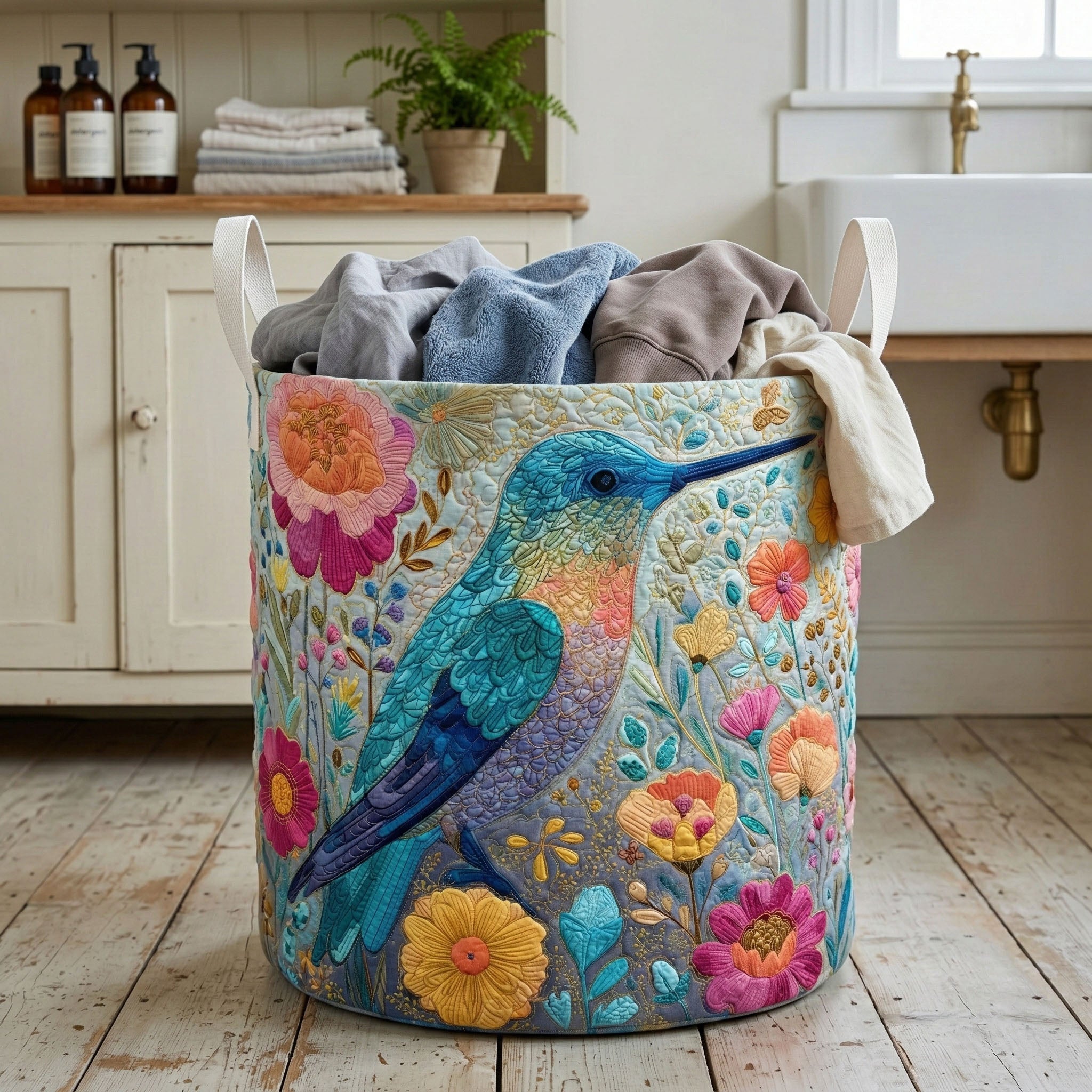 Soft Meadow Quilted Laundry Basket NCU0NNT3031