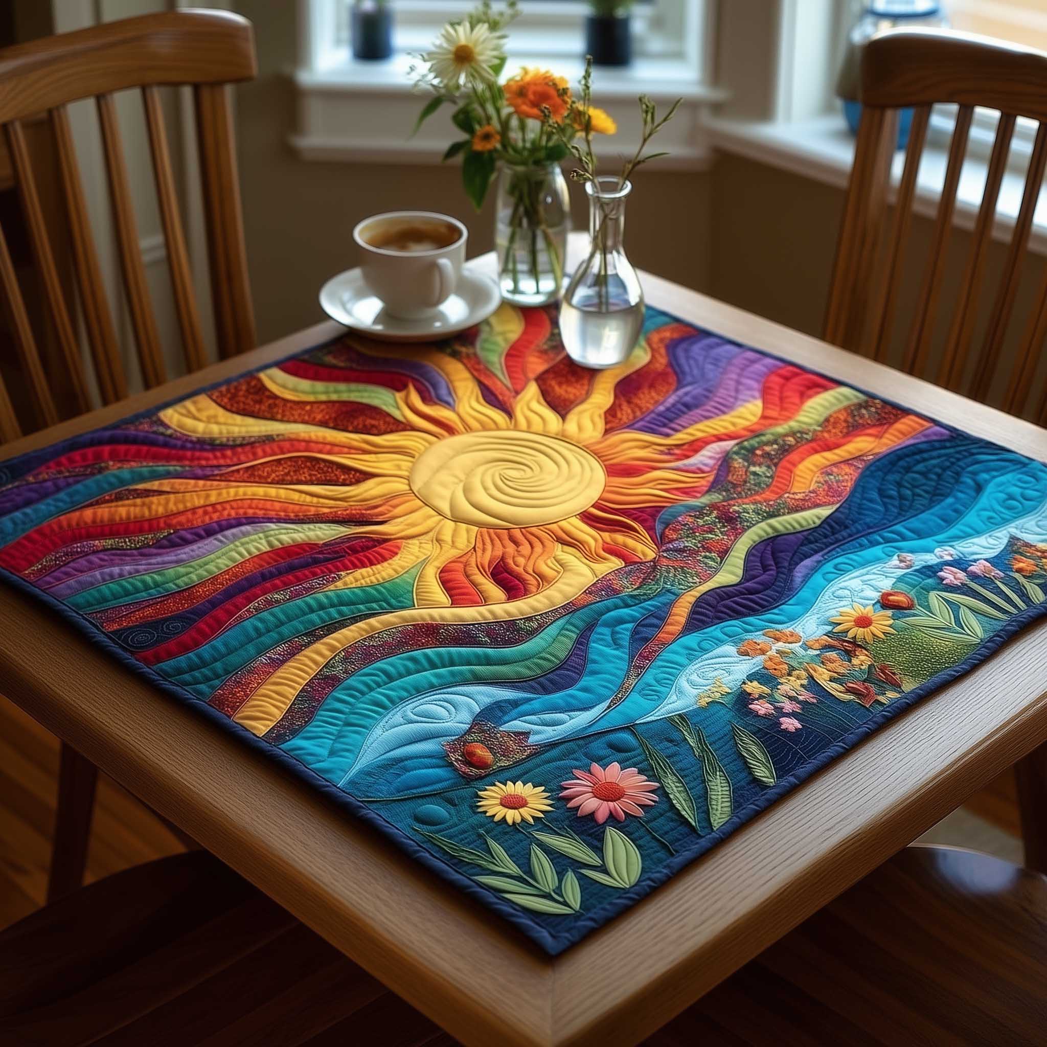 Solar Swirl Quilted Table Topper NCU0HTT184