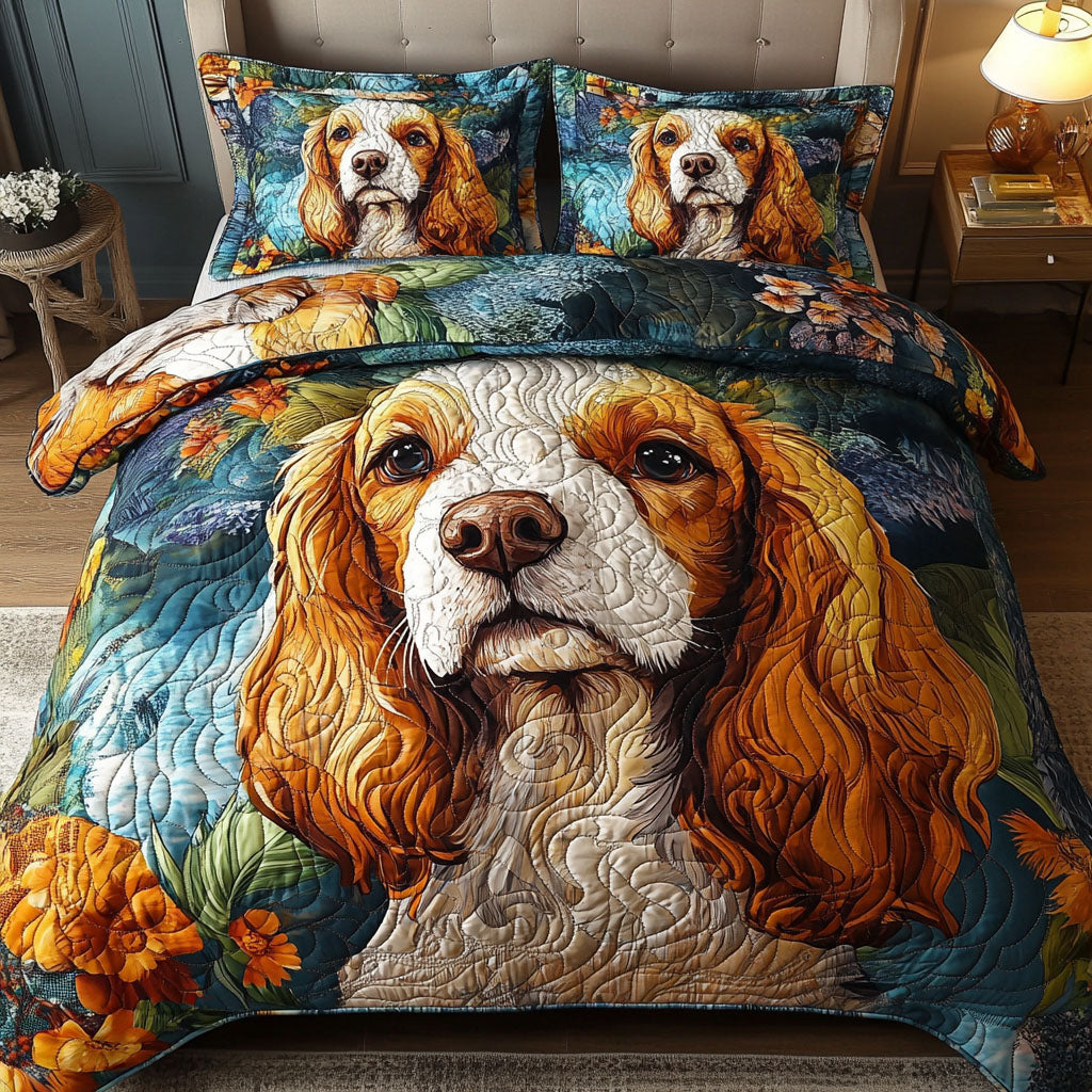 Spaniel Serenity 3-Piece Quilted Bedding Set NCU0PTT429
