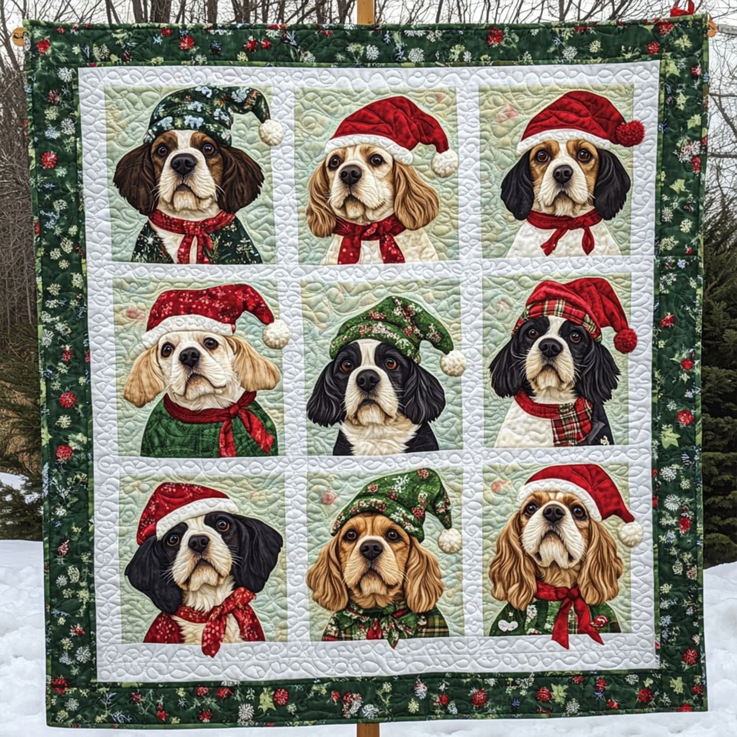 Spaniel Winter Escape Quilted Blanket NCU0PT1736