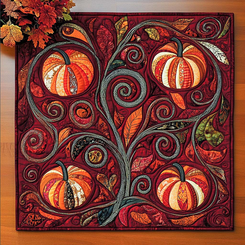 Spiced Pumpkin Charm Quilted Table Topper NCU0NXD072