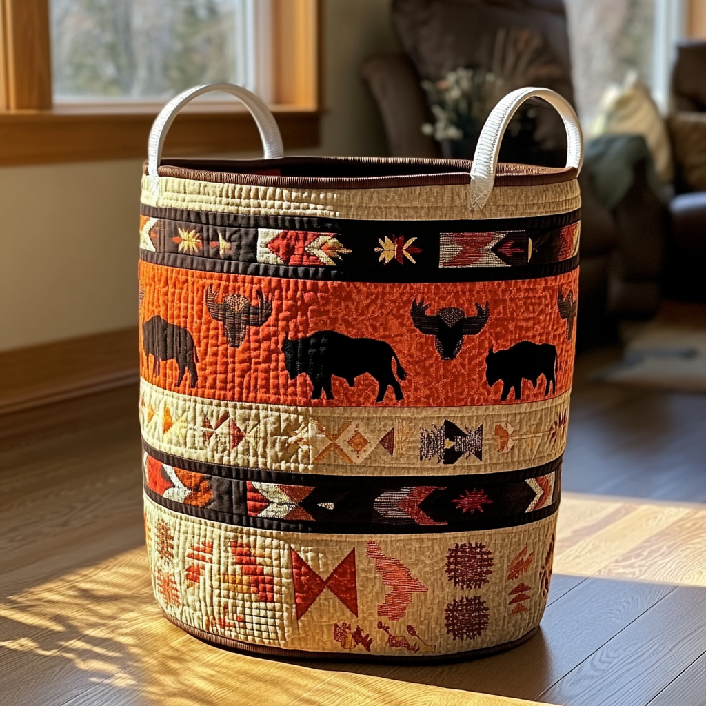 Spirit Herd Quilted Laundry Basket NCU0PVL383