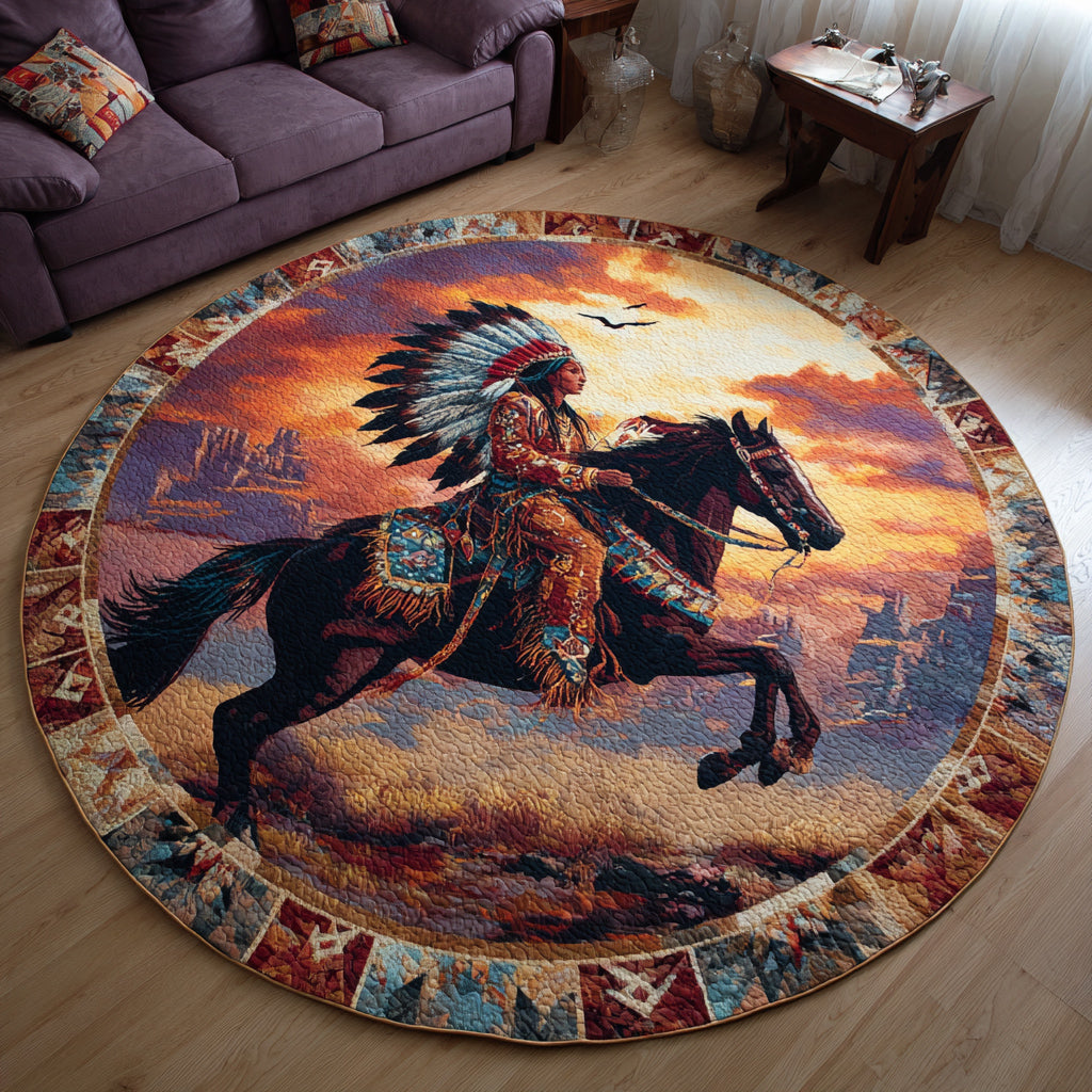 Spirit Native Woman Quilted Round Mat NCU0HNH356