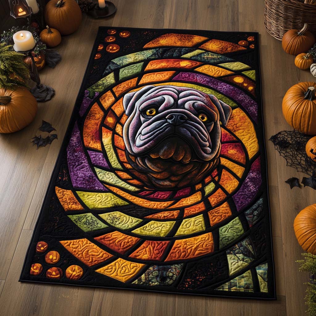 Stained Glass Spiral Bulldog Area Rug NCU0XD750