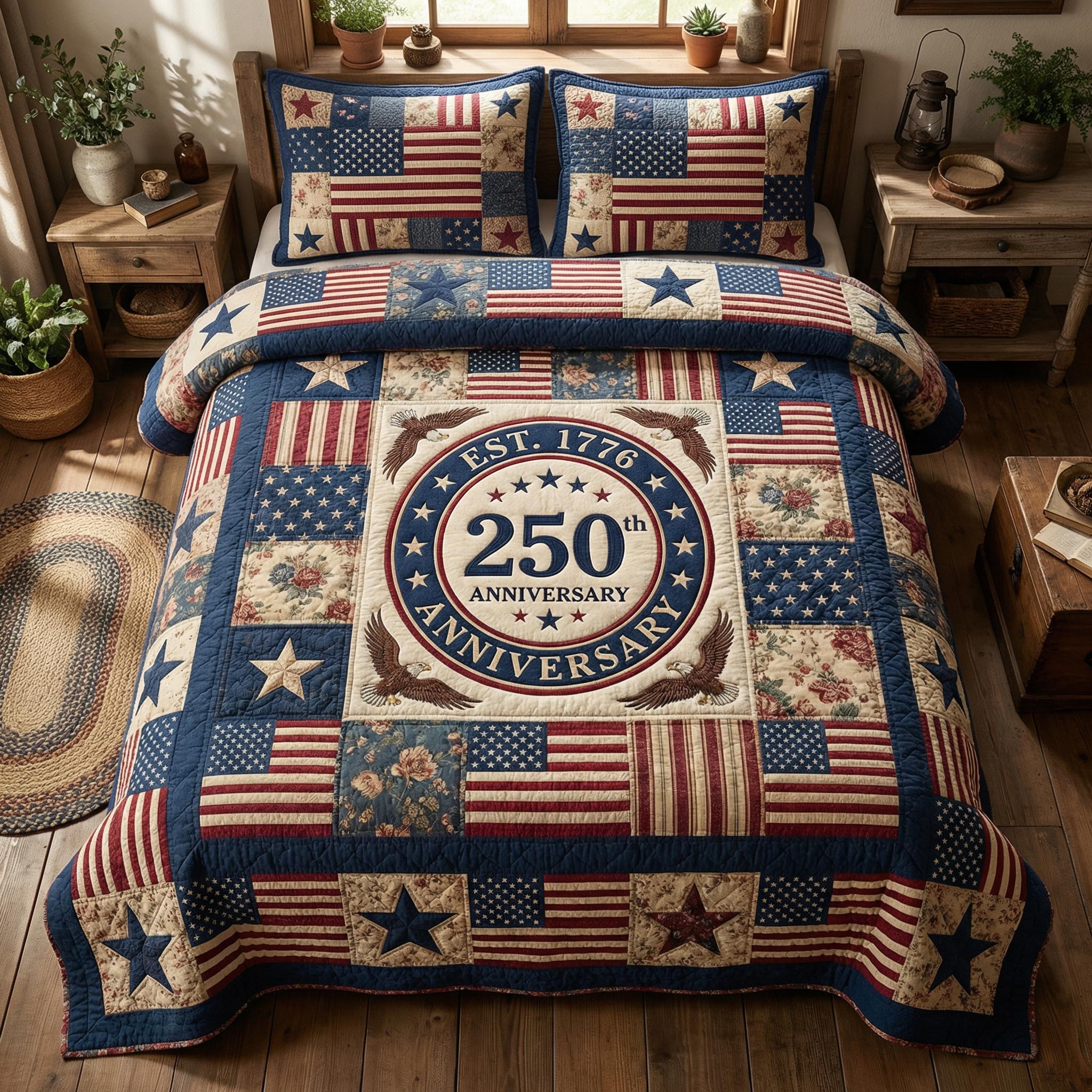 Star Heritage 3-Piece Quilted Bedding Set NCU0NTD1815