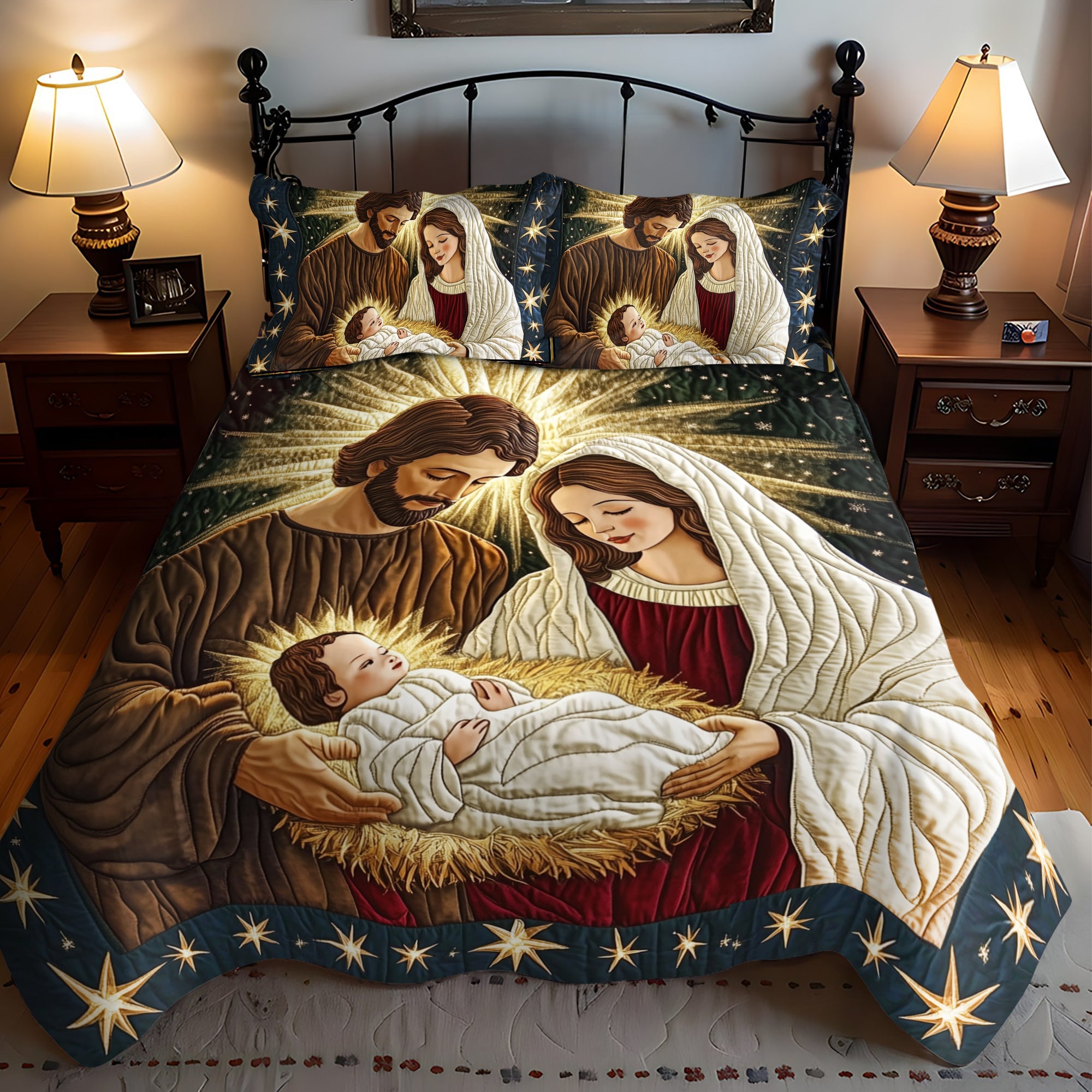 Star of Bethlehem 3-Piece Quilted Bedding Set NCU0VL754