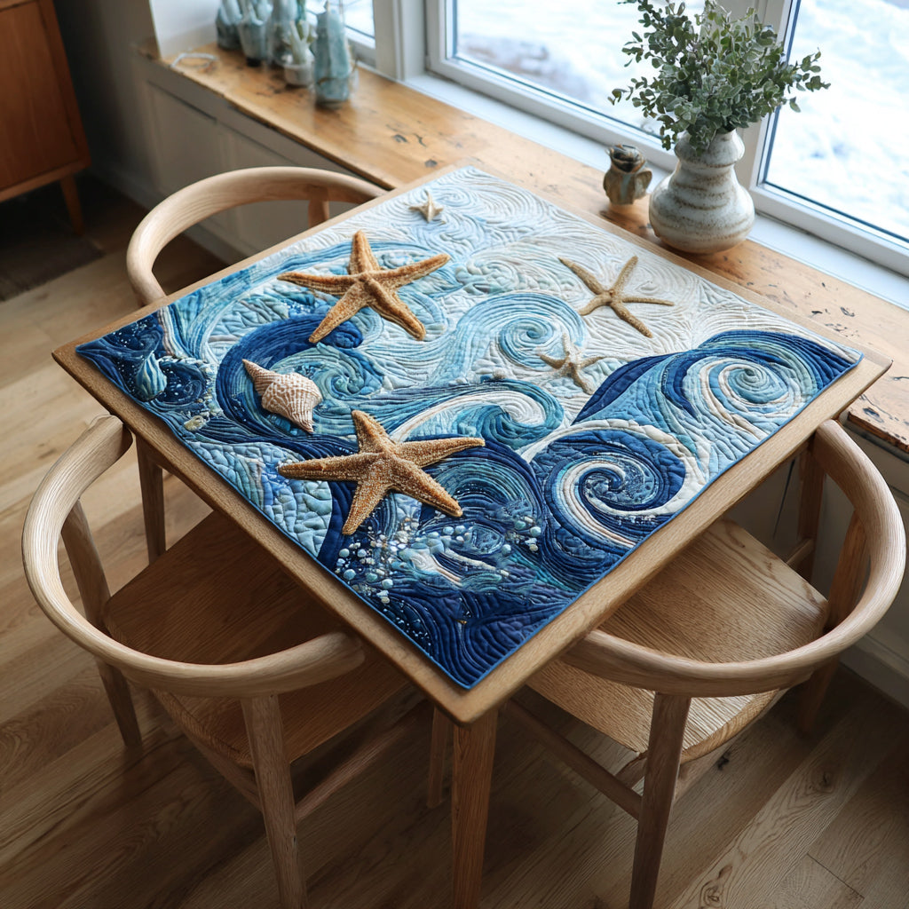 Starfish Ocean Waves Quilted Table Topper NCU0HNH166