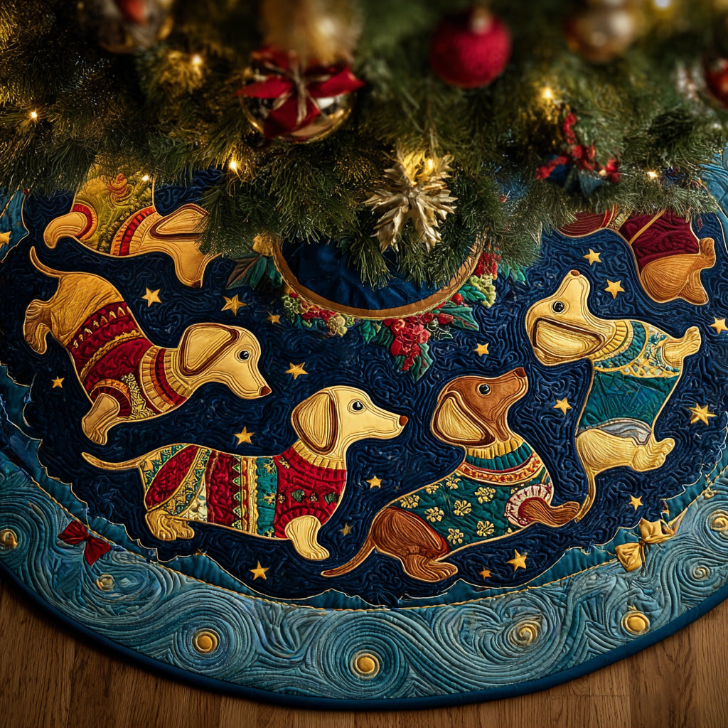 Starlight Dachshund Christmas Quilted Tree Skirt NCU0LDH149