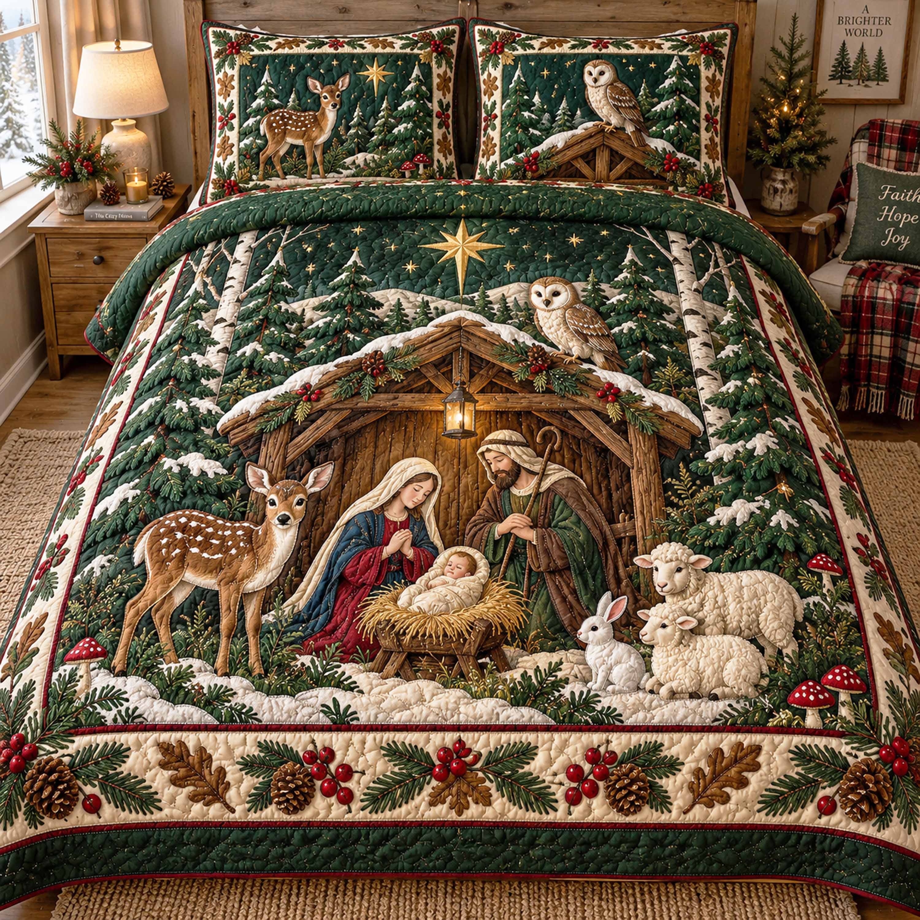 Starlit Bethlehem 3-Piece Quilted Bedding Set NCU0NTD2319