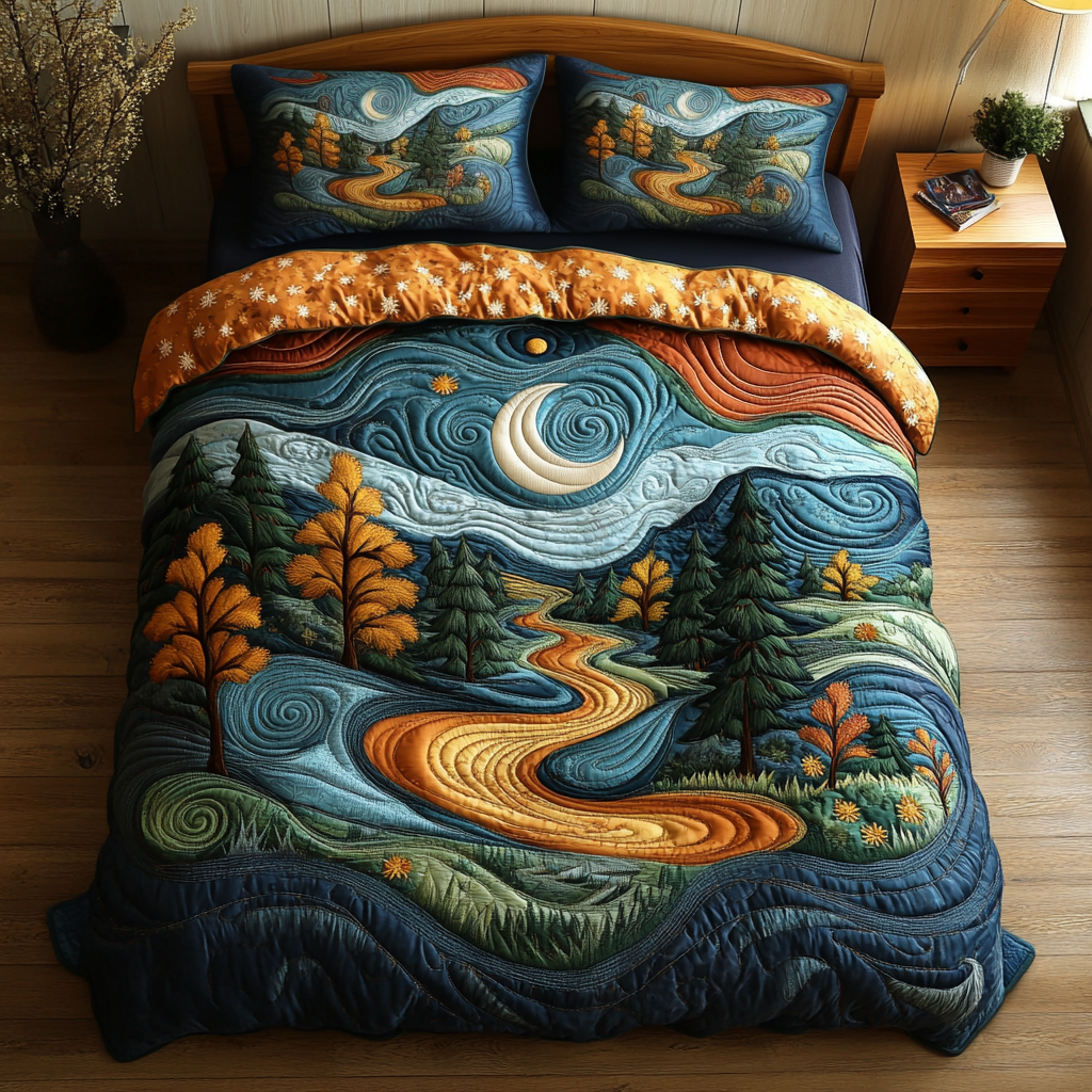 Starlit Serenity 3-Piece Quilted Bedding Set NCU0DDK117