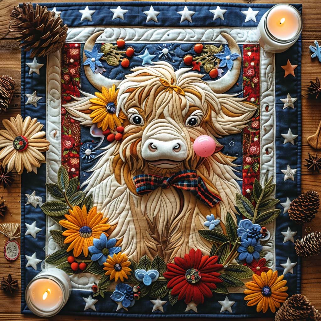 Starry Cow Quilted Table Topper NCU0DQQ108
