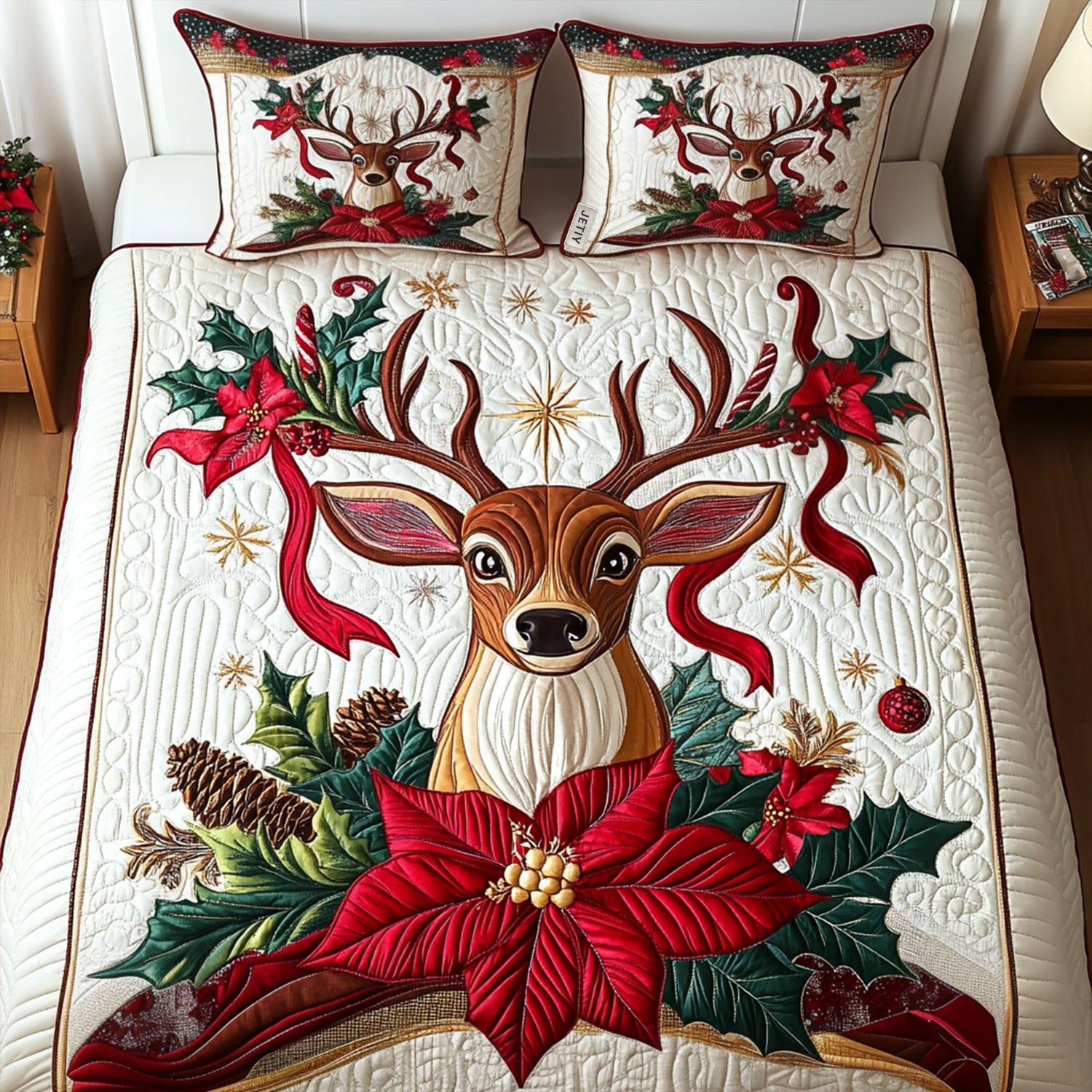 Starry Holiday 3-Piece Quilted Bedding Set NCU0PT2159