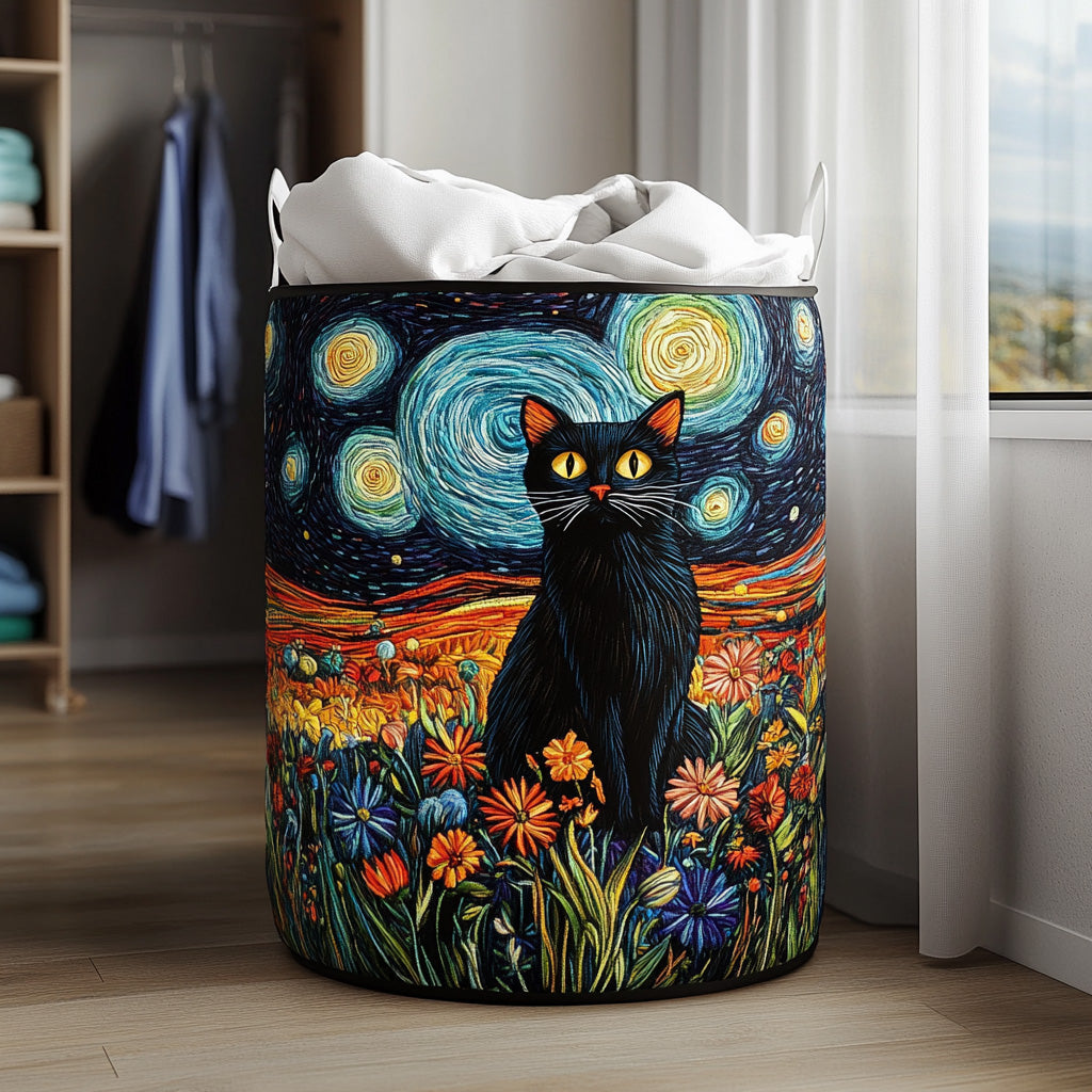 Starry Whiskers Quilted Laundry Basket NCU0PVL565