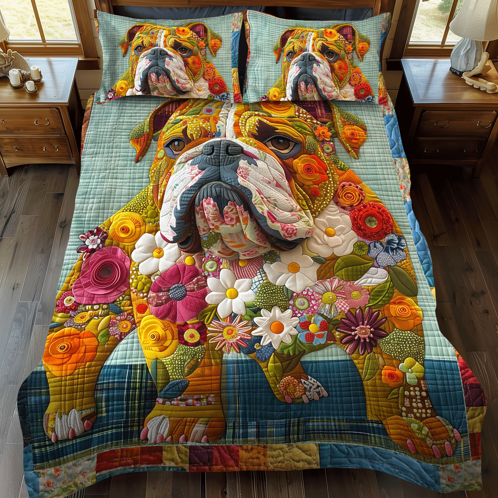 Sturdy Bulldog Strenght Quilted Bedding Set NCU0DV1678