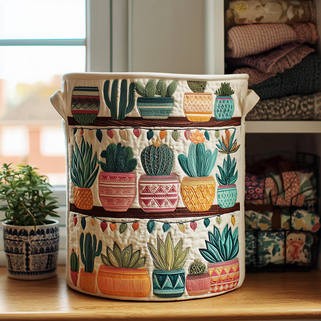 Succulent Dreams Quilted Laundry Basket NCU0PVL654