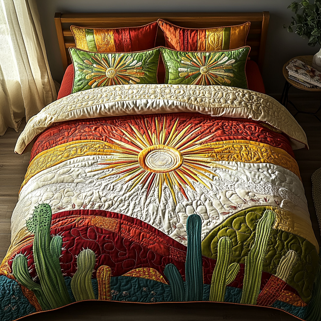 Succulent Serenity Quilted Bedding Set NCU0DV147
