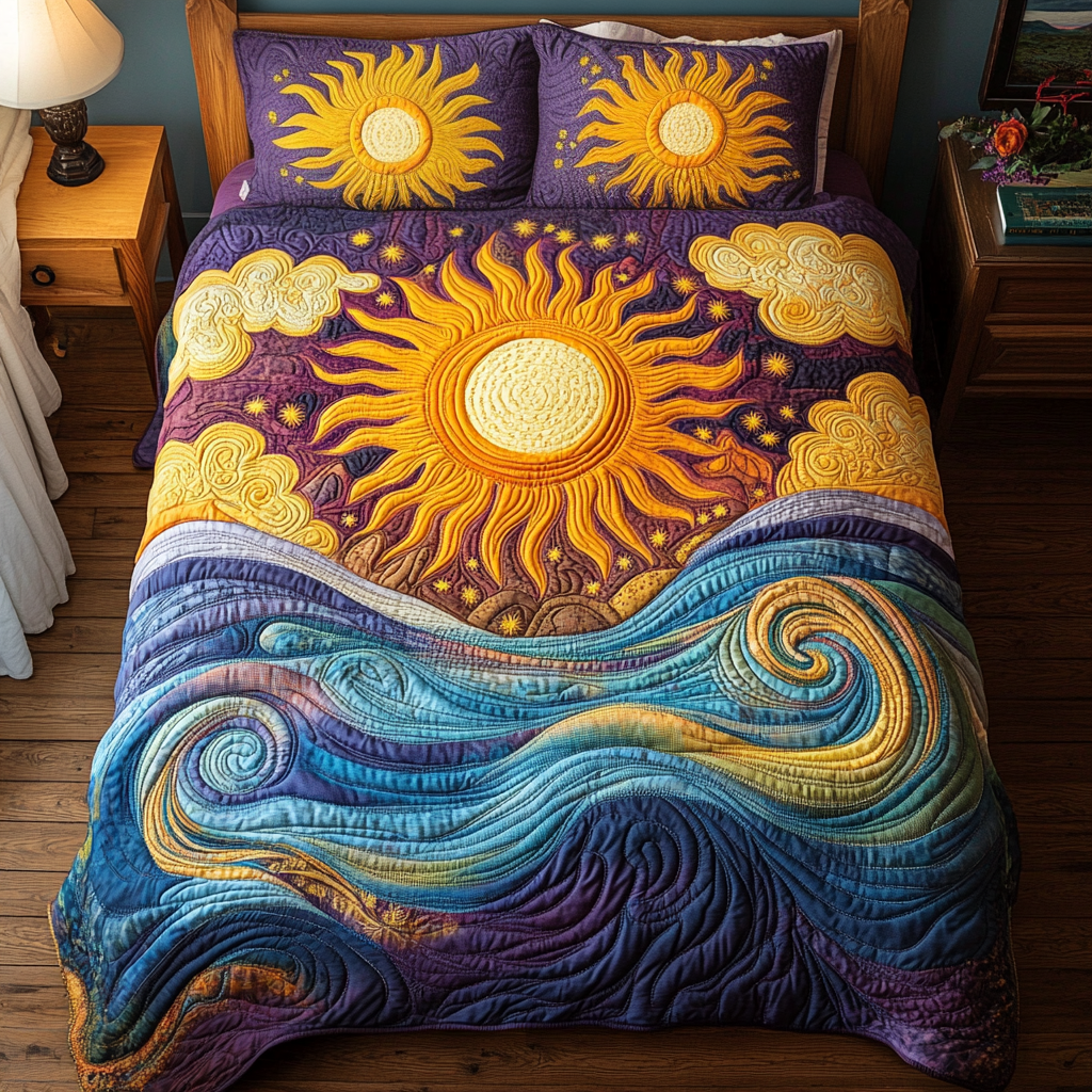 Sunburst Dreams 3-Piece Quilted Bedding Set NCU0VH412