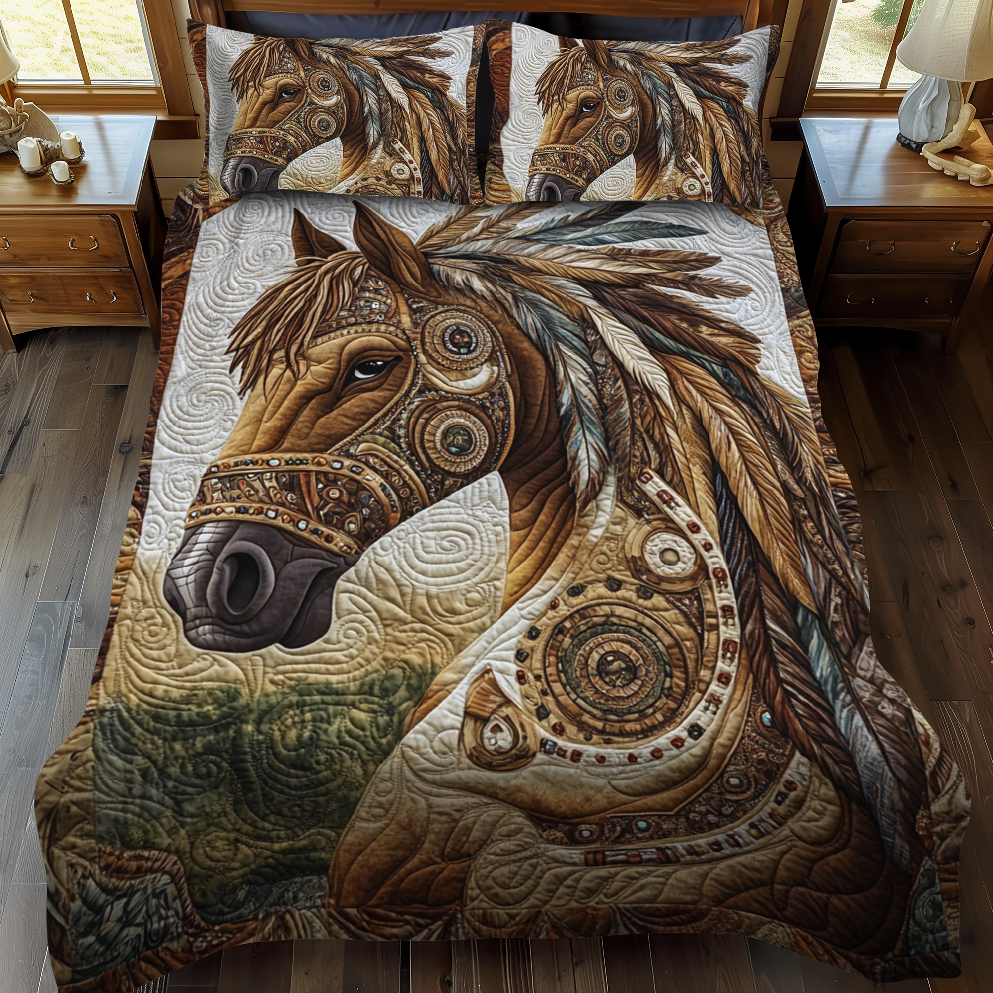 Sunfire Stallion Quilted Bedding Set NCU0VH256