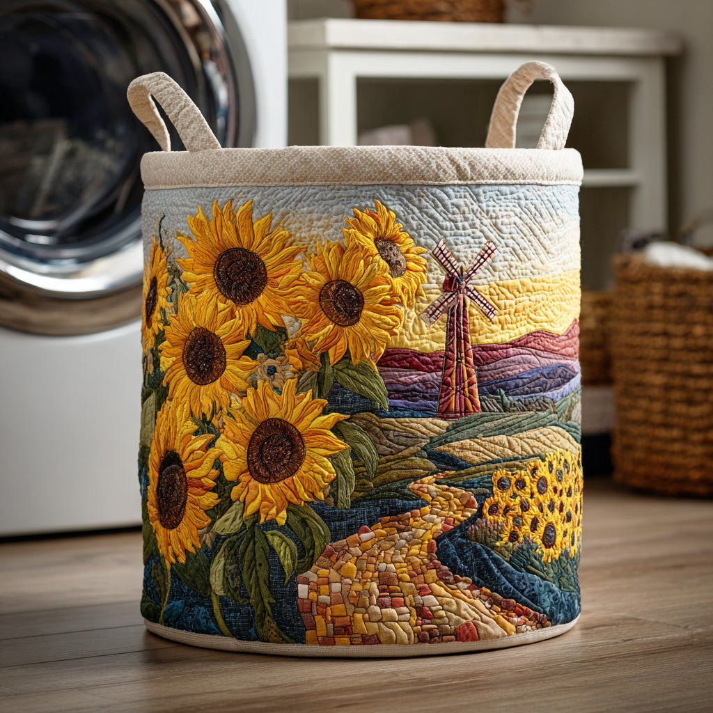 Sunflower Field Quilted Laundry Basket NCU0NTD1304