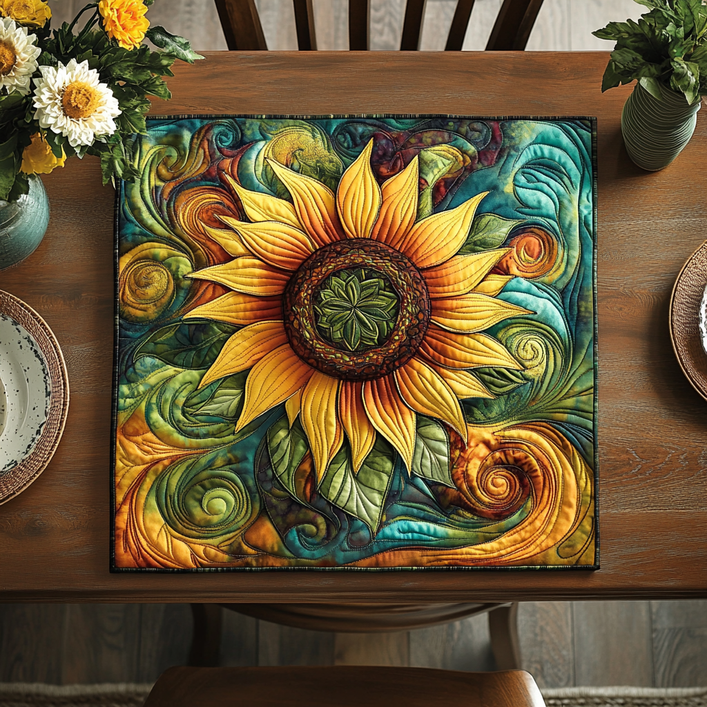 Sunflower Field Quilted Table Topper NCU0DDK627