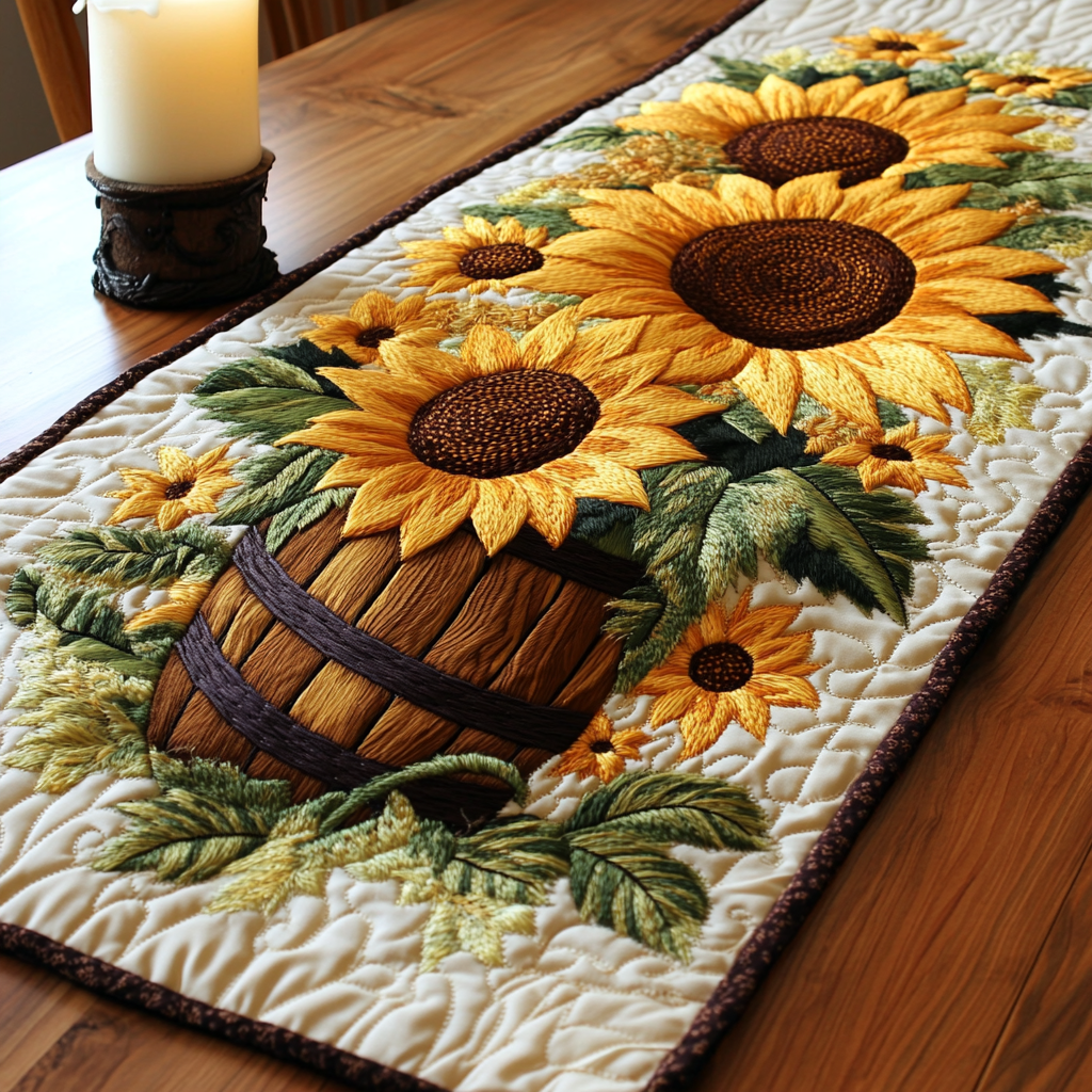 Sunflower Garden Quilted Table Runner NCU0NVH301