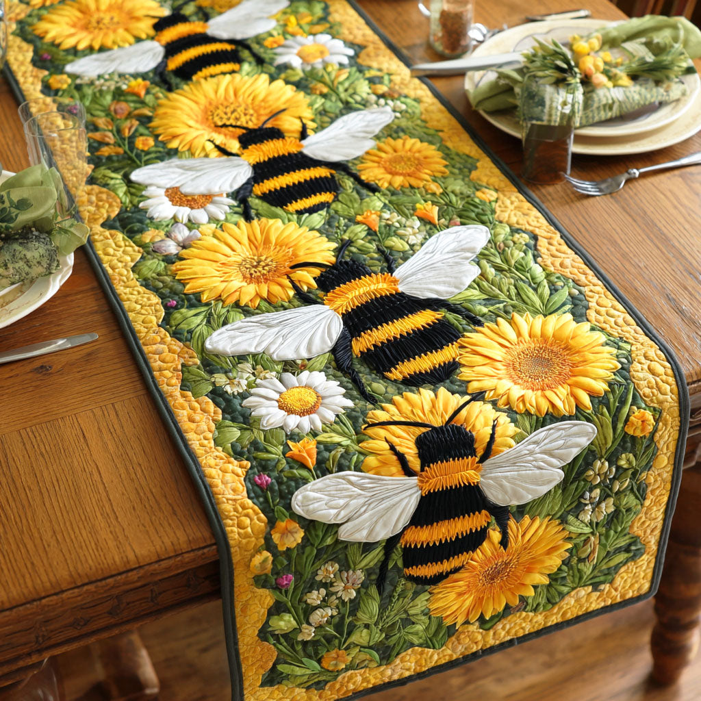 Sunflower Hive Quilted Table Runner NCU0NTD573