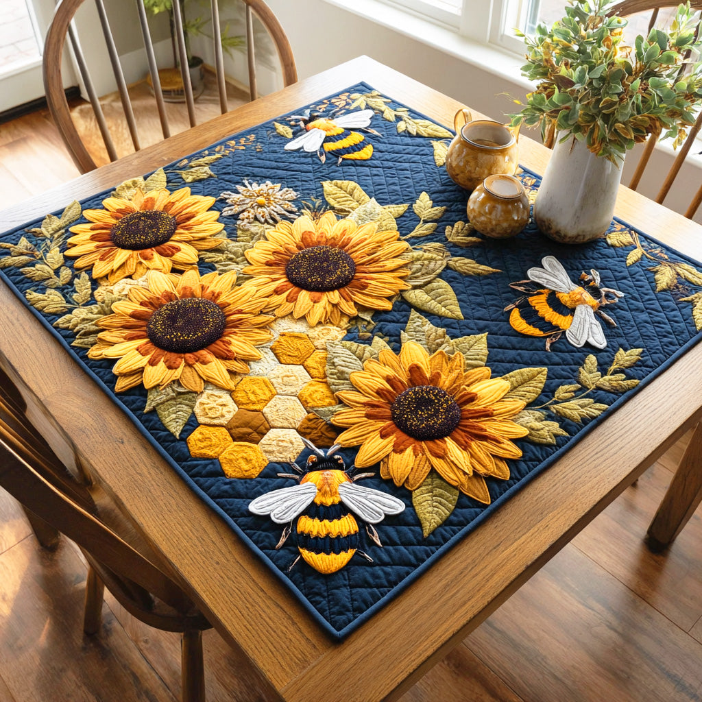 Sunflower Hive Quilted Table Topper NCU0NTD587