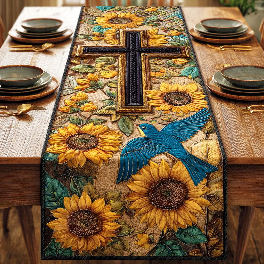 Sunlit Faith Cross Quilted Table Runner NCU0NTD752