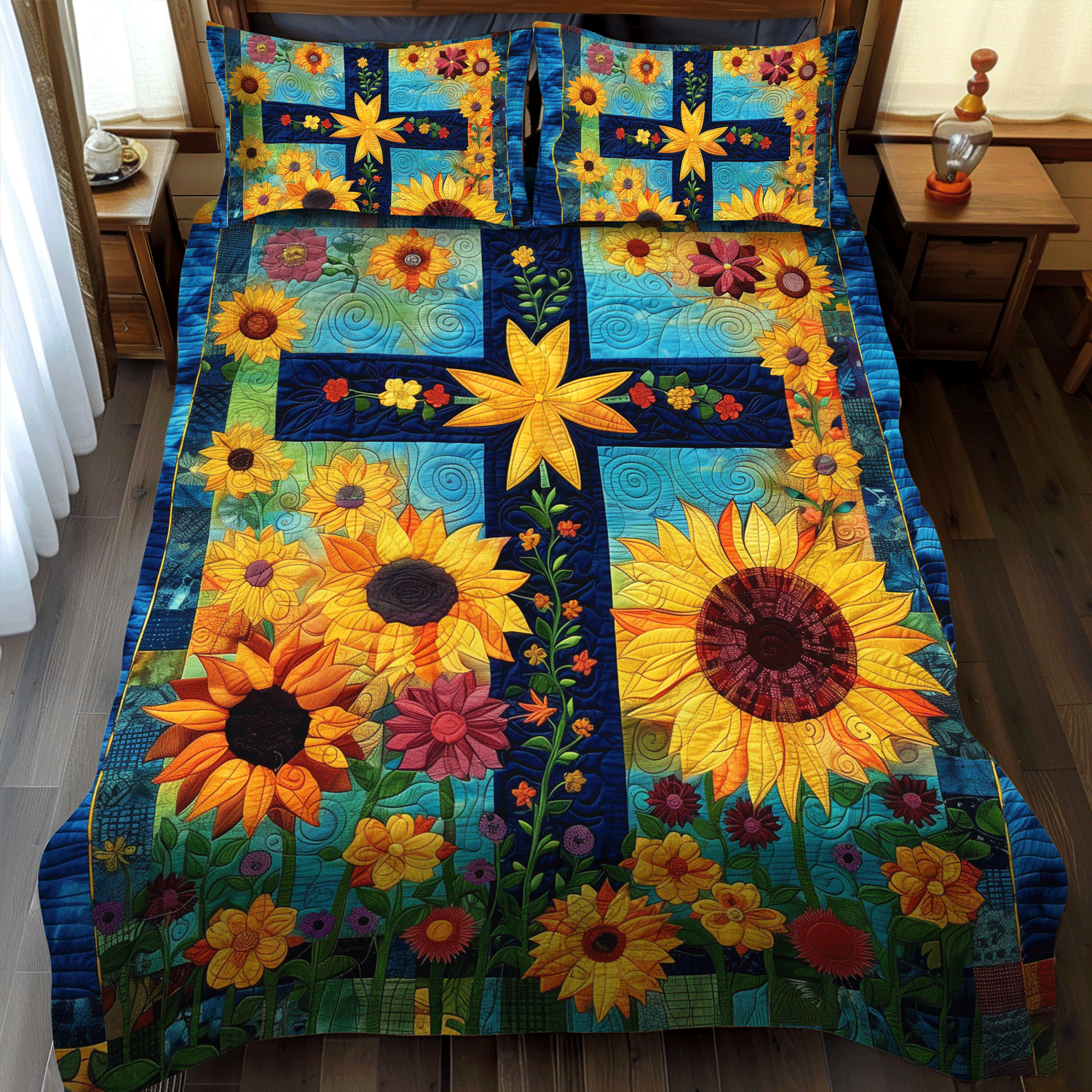 Sunlit Cross 3-Piece Quilted Bedding Set NCU0TH986