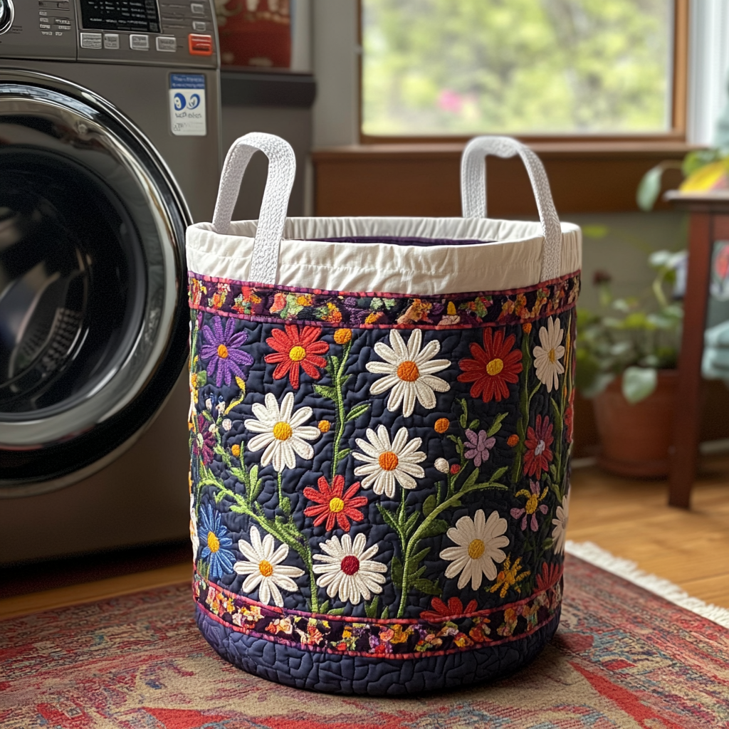 Sunny Bloom Quilted Laundry Basket NCU0DDK560