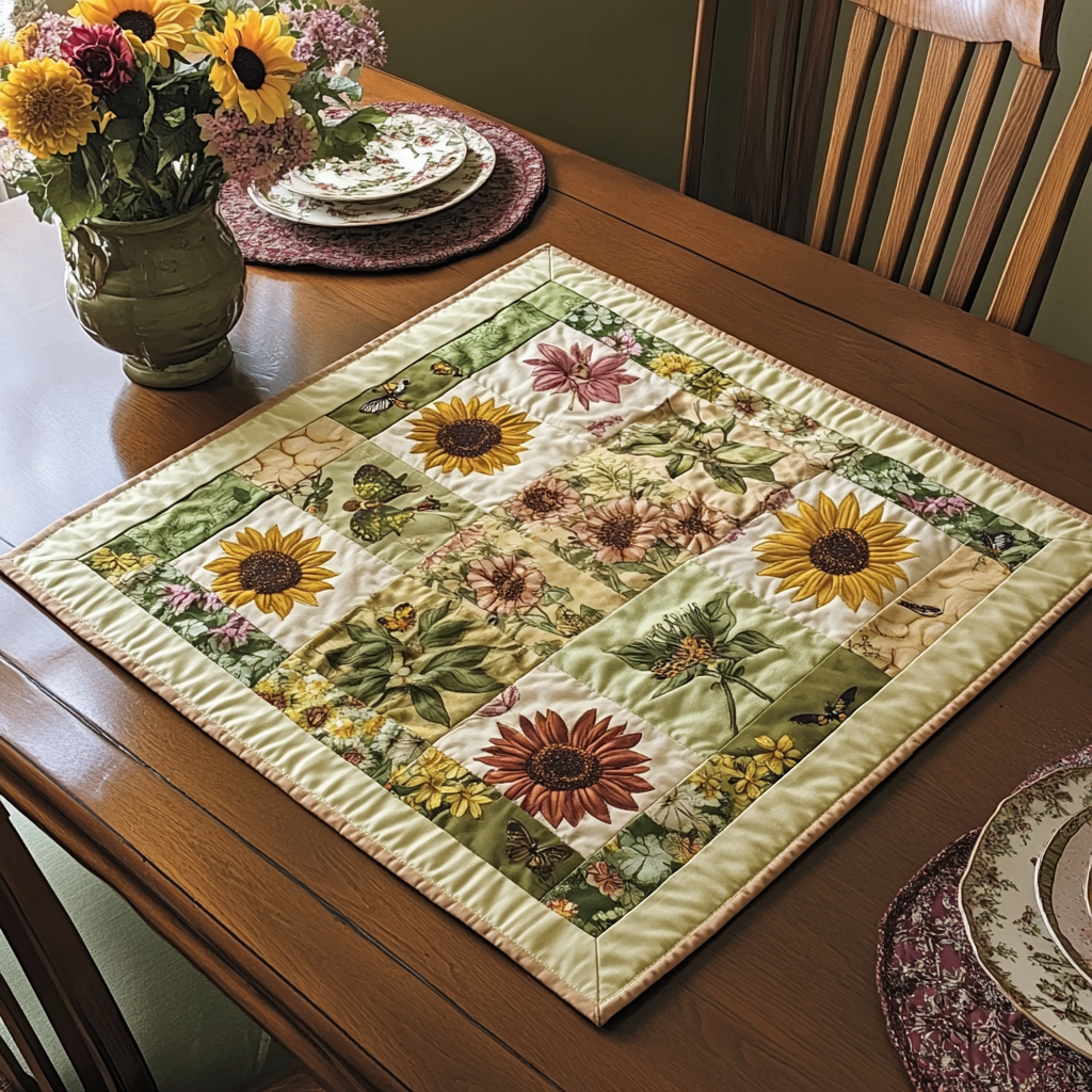 Sunny Charm Quilted Table Topper NCU0DDK512