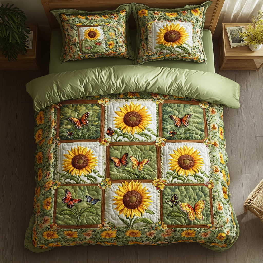 Sunny Field 3-Piece Quilted Bedding Set NCU0DDK480
