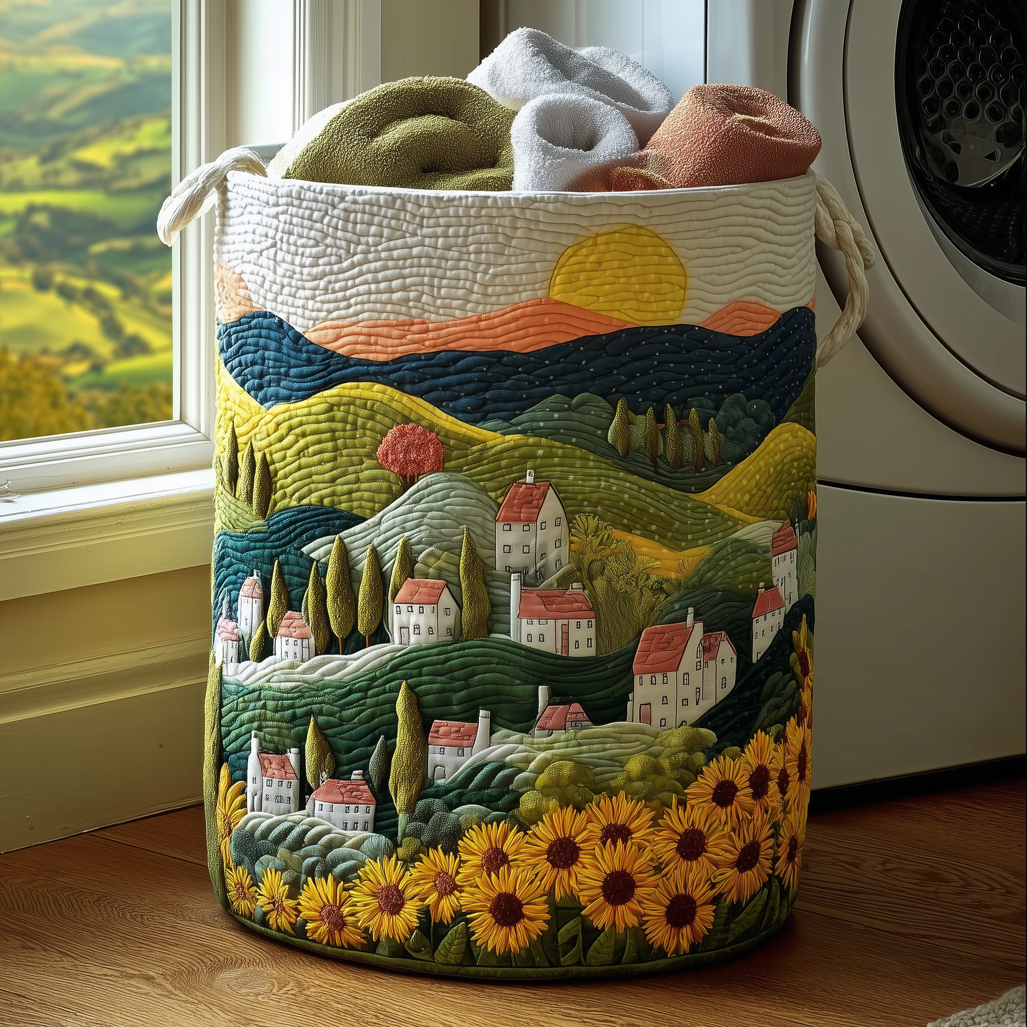 Sunny Fields Quilted Laundry Basket NCU0TH2947