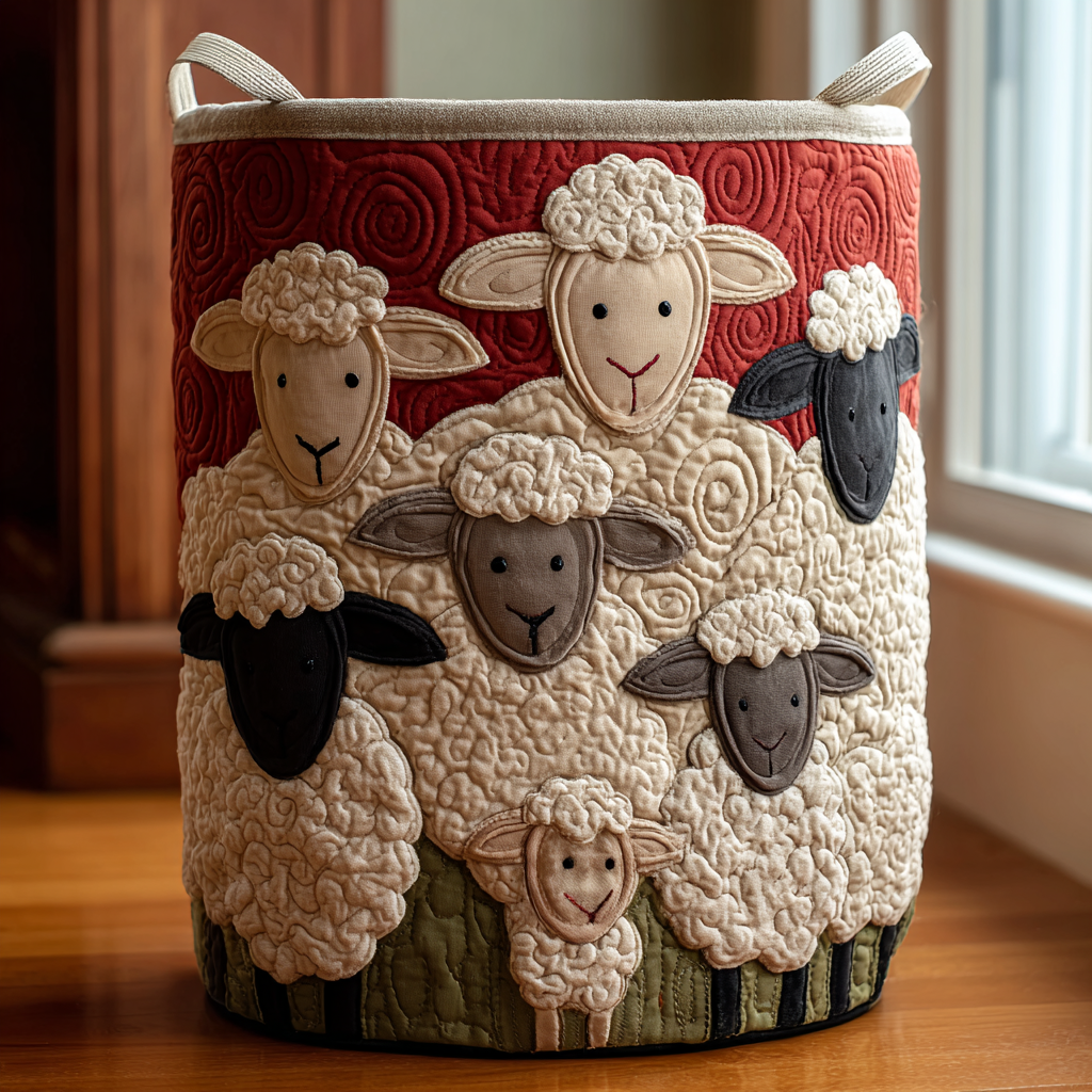 Sunny Sheep Quilted Laundry Basket NCU0DDK1925